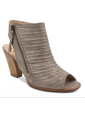 Paul Green Cayenne metallic peep toe leather heeled booties size 9